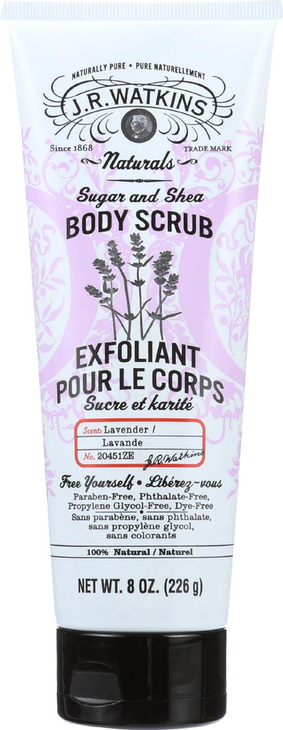 J.r. Watkins Body Scrub - 100 Percent Natural - Exfoliating - Sugar And Shea - Lavender - 8 Oz