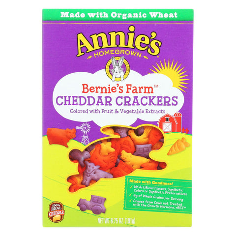 Annie's Homegrown Bernie's Farm Cheddar Crackers - Case Of 12 - 6.75 Oz.