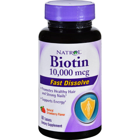 Natrol Biotin - Fast Dissolve - Strawberry - 10,000 Mcg - 60 Tablets