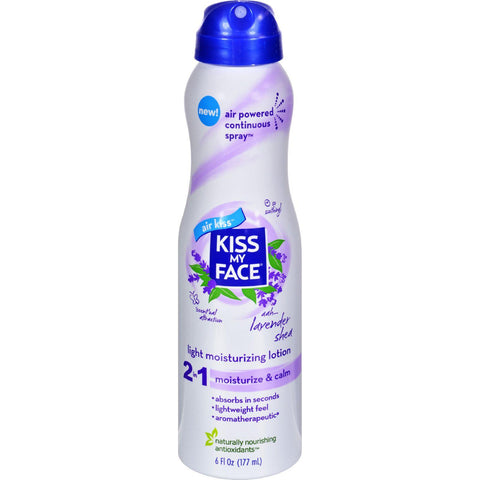 Kiss My Face Lotion - 2 In 1 - Continuous Spray - Lavender Shea - 6 Fl Oz