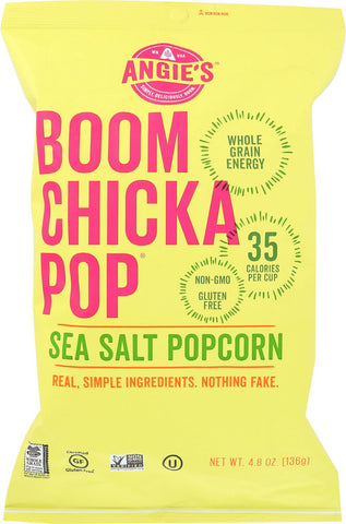 Angie's Kettle Corn Boom Chicka Pop Sea Salt Popcorn - Case Of 12 - 4.8 Oz.