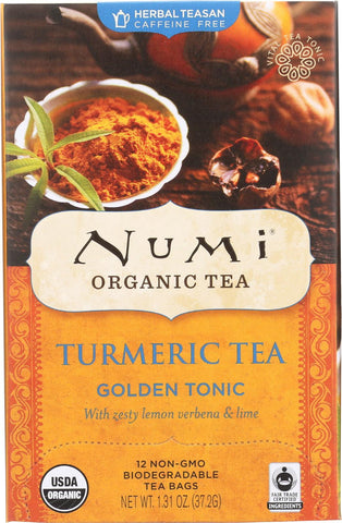 Numi Tea - Organic - Turmeric - Golden Tonic - 12 Bags - Case Of 6