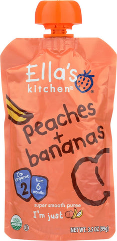 Ella's Kitchen Baby Food - Peaches Bananas - Case Of 12 - 3.5 Oz.