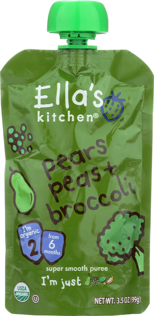 Ella's Kitchen Baby Food - Broccoli, Pears Peas - Case Of 12 - 3.5 Oz.