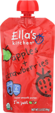 Ella's Kitchen Baby Food - Strawberry And Apple - Case Of 12 - 3.5 Oz.