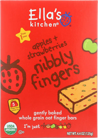 Ella's Kitchen Nibbly Fingers - Apples Strawberries - Case Of 12 - 4.4 Oz.