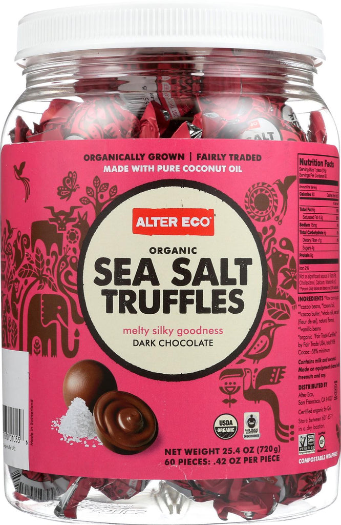 Alter Eco Americas Organic Truffles - Sea Salt - .42 Oz - Case Of 60