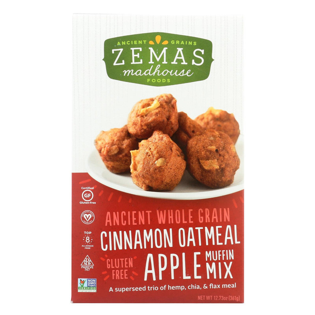 Zemas Madhouse Food Muffin Mix - Cinnamon Oatmeal Apple - Case Of 6 - 12.73 Oz.