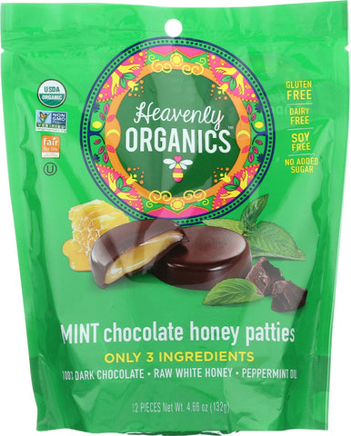 Heavenly Organics Organic Honey Patties - Mint Chocolate - Case Of 6 - 4.66 Oz.