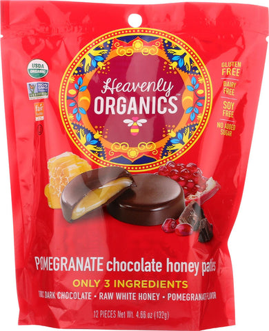 Heavenly Organics Organic Honey Patties Chocolate - Pomegranate - Case Of 6 - 4.66 Oz.