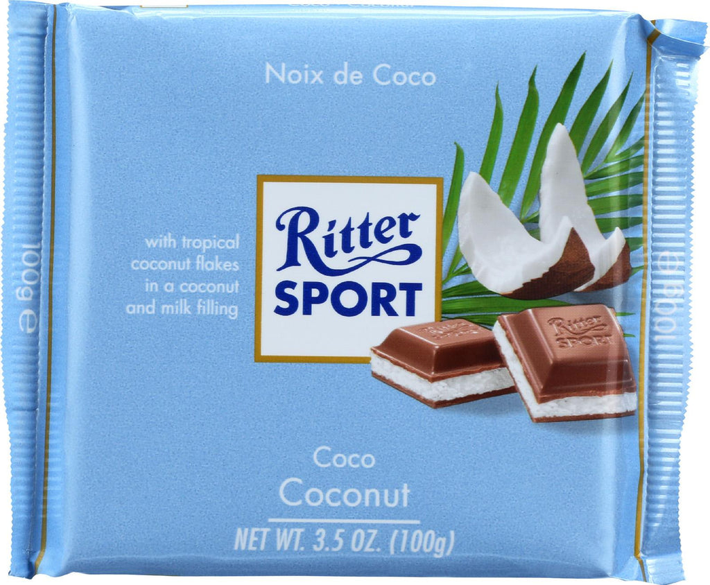 Ritter Sport Chocolate Bar - Milk Chocolate - Coconut - 3.5 Oz Bars - Case Of 12