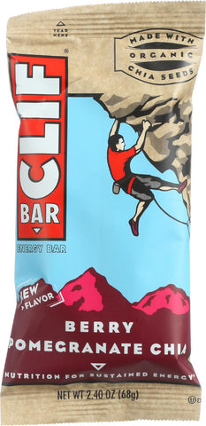 Clif Bar Organic Energy Bar - Berry Pomegranate Chia - Case Of 12 - 2.4 Oz Bars