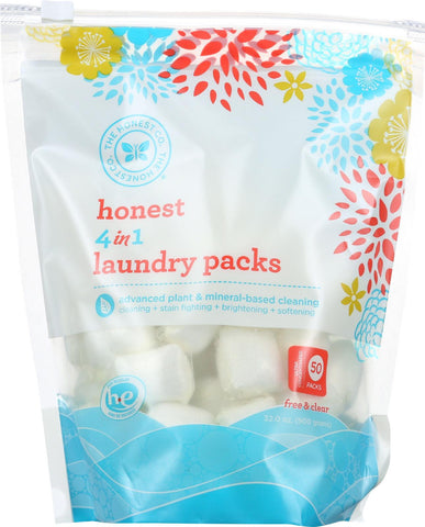 The Honest Company Honest 4 In 1 Laundry Packs - Free And Clear - 50 Count