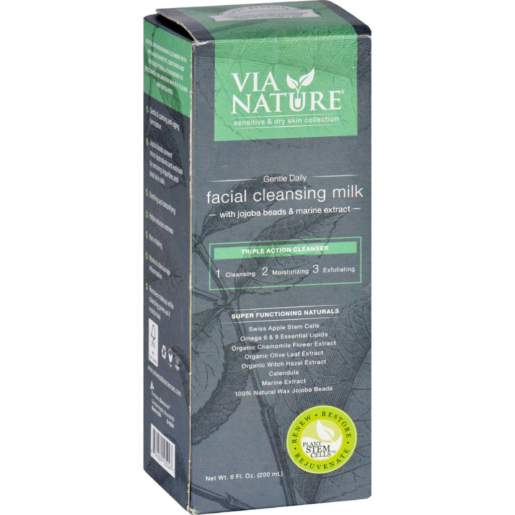 Via Nature Facial Cleansing Milk - Gentle Daily - 6 Oz