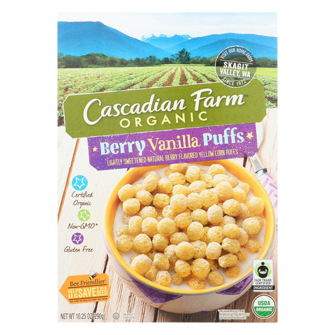 Cascadian Farm Cereal - Organic - Berry Vanilla Puff - 10.25 Oz - Case Of 12