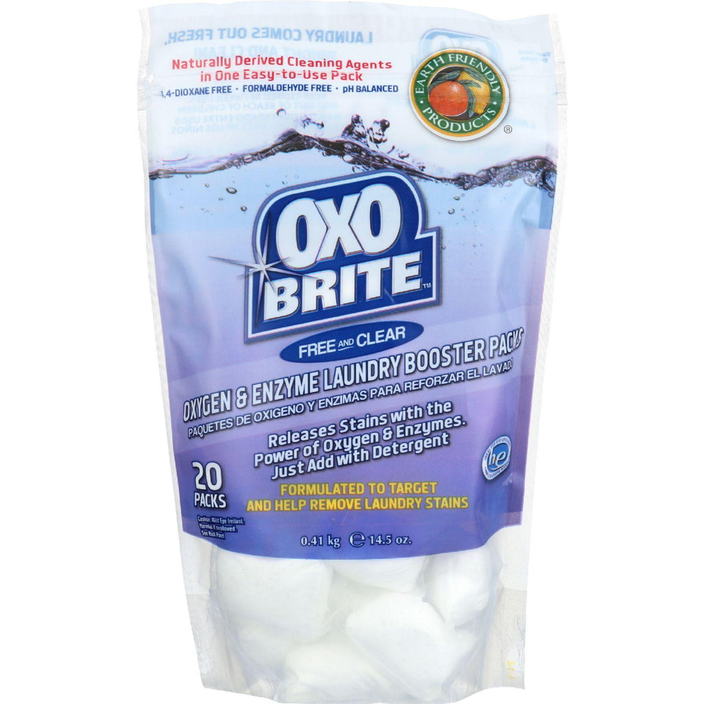 Earth Friendly Laundry Booster Pods - Oxobrite - Free And Clear - 20 Pods - 14.5 Oz - Case Of 6