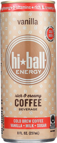 Hi Ball Cold Brew Coffee Beverage - Vanilla - Case Of 12 - 8 Fl Oz.