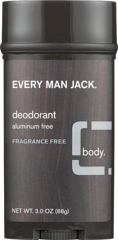 Every Man Jack Body Deodorant - Fragrance Free - 3 Oz