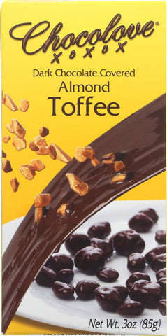 Chocolove Xoxox Dark Chocolate Covered Almond Toffee - Case Of 6 - 3 Oz.