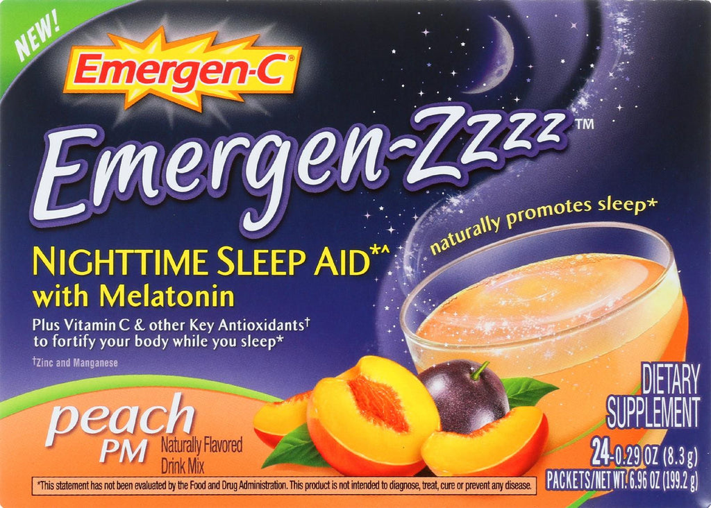 Emergen-c Emergen Zzzz - Nighttime Sleep Aid - Melatonin - Peach Pm - 24 Packets