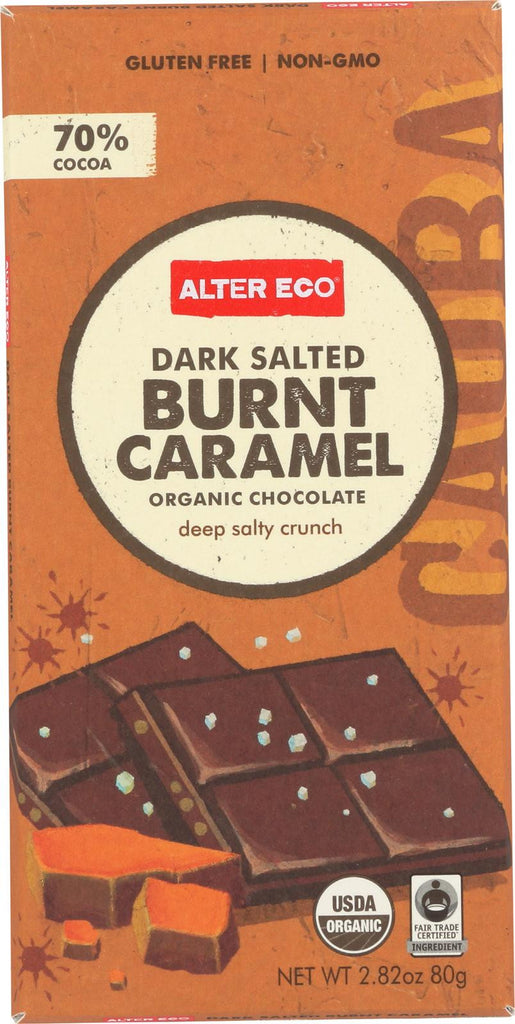 Alter Eco Americas Organic Chocolate Bar - Dark Salted Burnt Caramel - 2.82 Oz Bars - Case Of 12