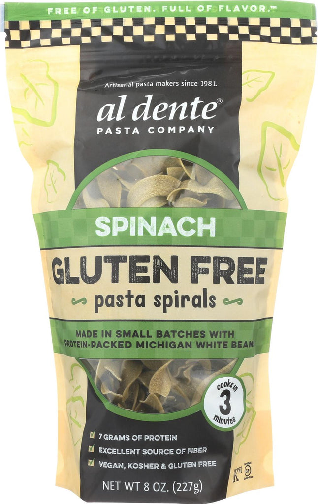 Al Dente Gluten Free Pasta Spirals - Spinach - Case Of 6 - 8 Oz.