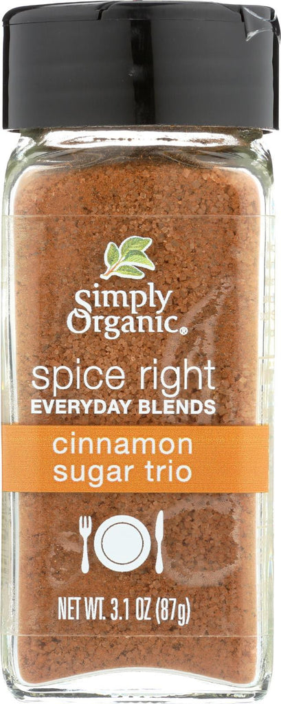 Simply Organic Spice Right Cinnamon Sugar Trio - Case Of 6 - 3.1 Oz.