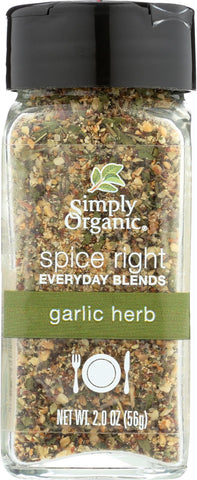 Simply Organic Spice Right Everyday Blends - Garlic And Herb - Case Of 6 - 2 Oz.