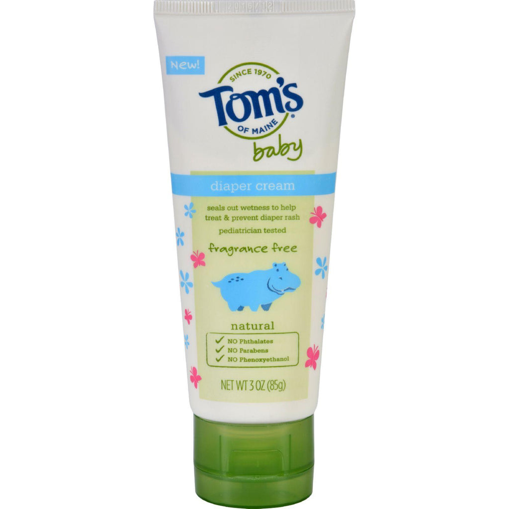 Toms Of Maine Diaper Cream - Baby - Fragrance Free - 3 Oz - Case Of 6