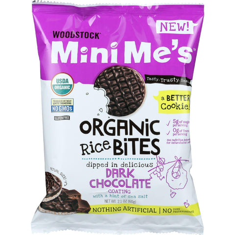 Woodstock Rice Bites - Organic - Mini Mes - Dark Chocolate - Sea Salt - 2.1 Oz - Case Of 8