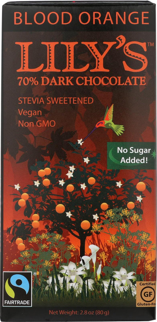 Lily's Sweets Dark Chocolate Bar - Blood Orange - Case Of 12 - 2.8 Oz.