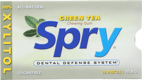 Spry Xylitol Gum - Green Tea - Case Of 20 - 10 Count