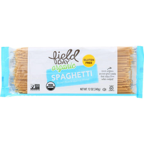 Field Day Pasta - Organic - Brown Rice And Quinoa Blend - Spaghetti - 12 Oz - Case Of 12