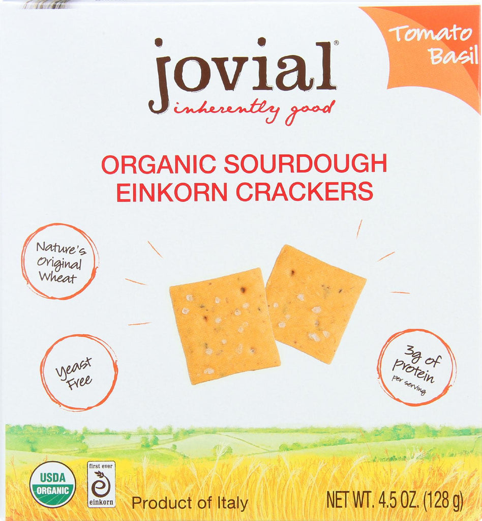 Jovial Sourdough Einkorn Crackers - Tomato Basil - Case Of 10 - 4.5 Oz.