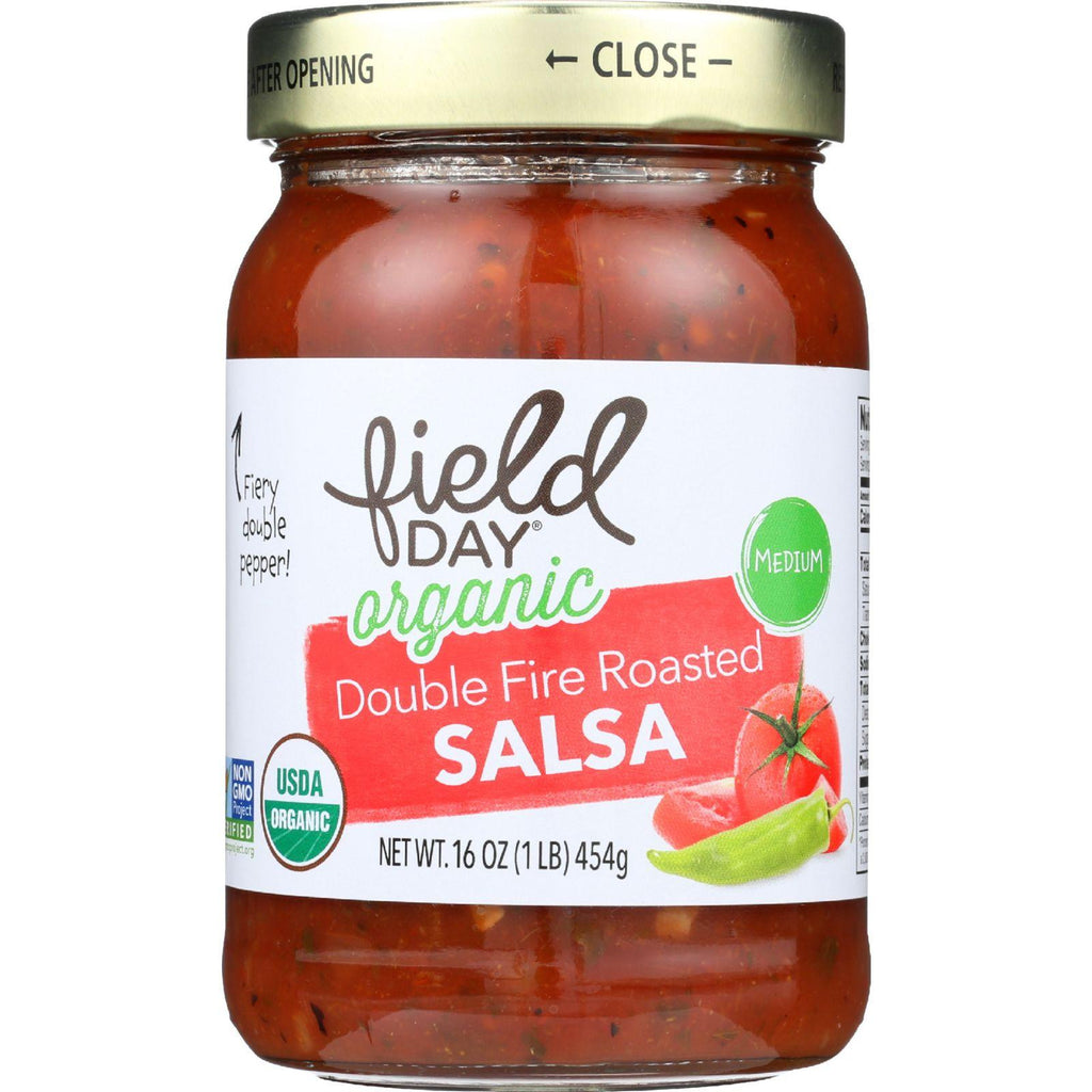 Field Day Salsa - Organic - Double Fire Roasted - Medium - 16 Oz - Case Of 12