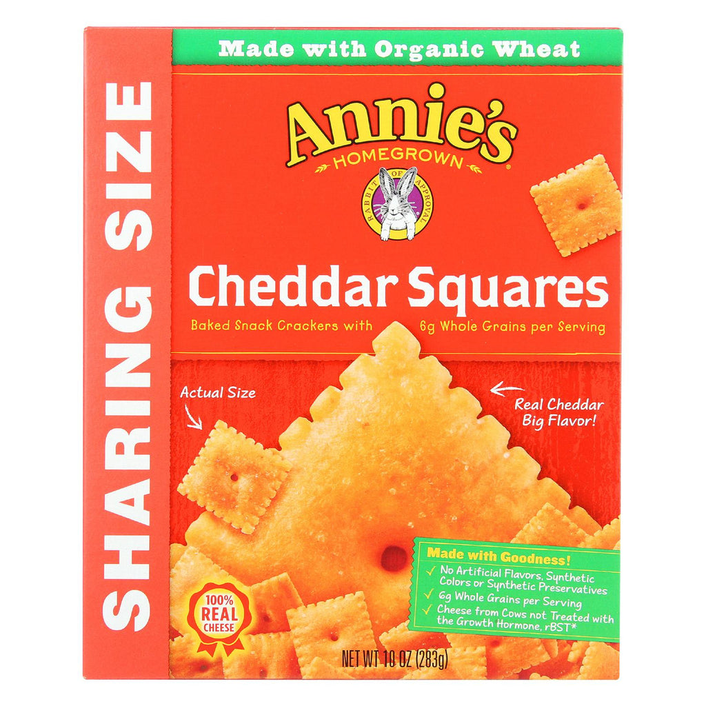 Annie's Homegrown Cheddar Squares Baked Snack Crackers - Case Of 12 - 10 Oz.