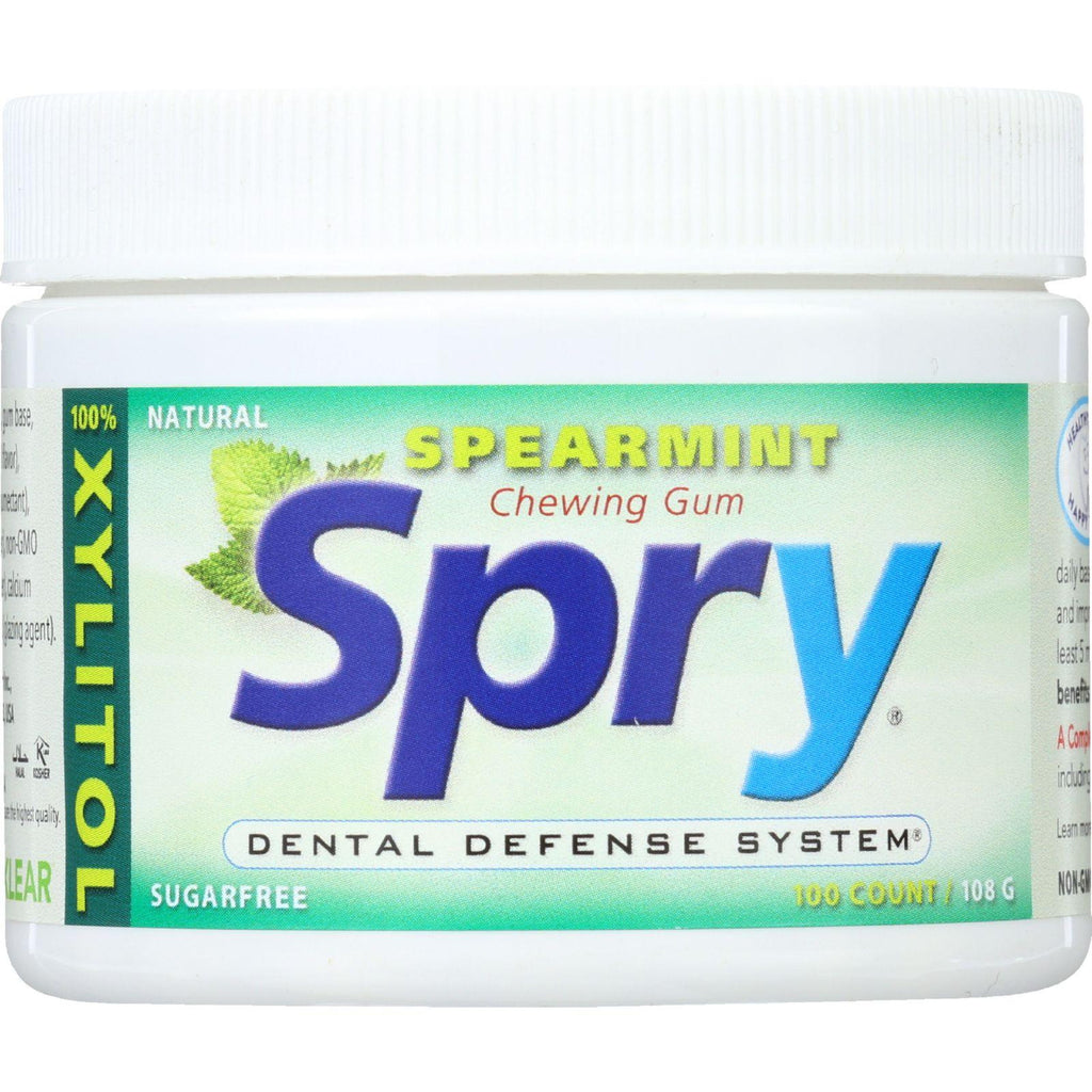 Spry Chewing Gum - Xylitol - Spearmint - 100 Count - 1 Each