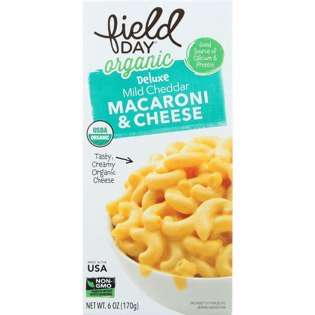 Field Day Macaroni And Cheese - Organic - Deluxe - Mild Cheddar - 6 Oz - Case Of 12