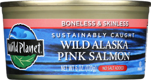 Wild Planet Wild Alaskan Pink Salmon - No Salt Added - Case Of 12 - 6 Oz.