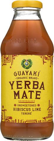 Guayaki Yerba Mate - Unsweetened Hibiscus Lime - Case Of 12 - 16 Fl Oz.