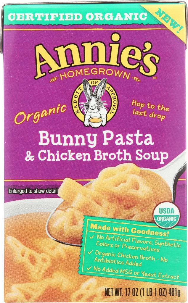 Annie's Homegrown Organic Bunny Pasta And Chicken Broth Soup - Case Of 8 - 17 Oz.