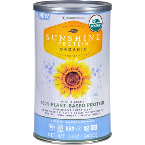 Sunshine Protein - Organic - Plant-based - Vanilla - 12 Oz