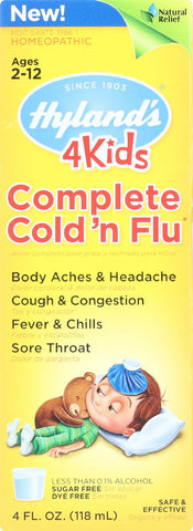 Hylands Homeopathic Cold N Flu - 4 Kids - Complete - Liquid Formula - 4 Oz