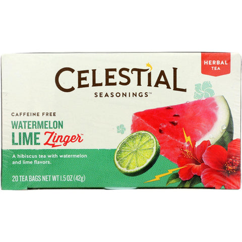 Celestial Seasonings Herbal Tea - Watermelon Lime Zinger - 20 Bags - Case Of 6