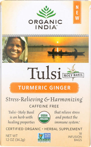 Organic India Tea - Organic - Tulsi - Turmeric Ginger - 18 Bags - Case Of 6