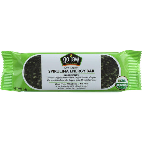 Go Raw Snack Bar - Organic - Sprouted - Spirulina Energy - Sweetened - .493 Oz - Case Of 10