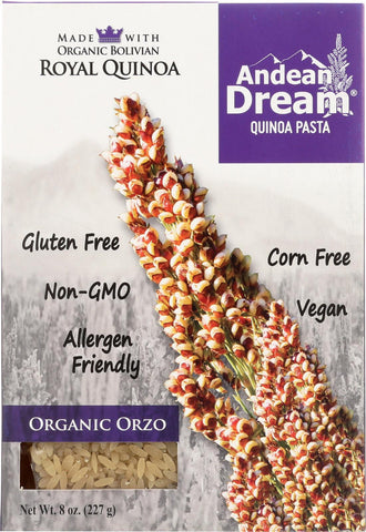 Andean Dream Gluten Free Organic Orzo Quinoa Pasta - Case Of 12 - 8 Oz.