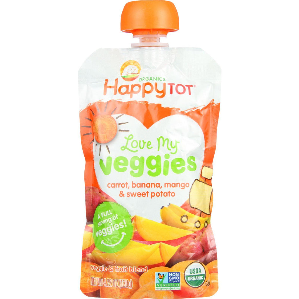 Happy Tot Toodler Food - Organic - Love My Veggies - Carrot Banana Mango And Sweet Potato - 4.22 Oz - Case Of 16