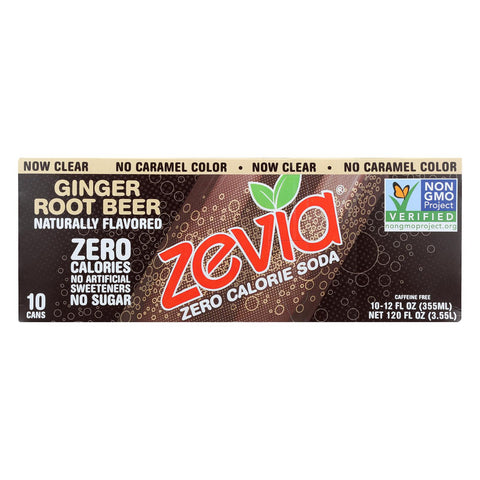 Zevia Zero Calorie Soda - Ginger Root Beer - Case Of 2 - 12 Fl Oz.