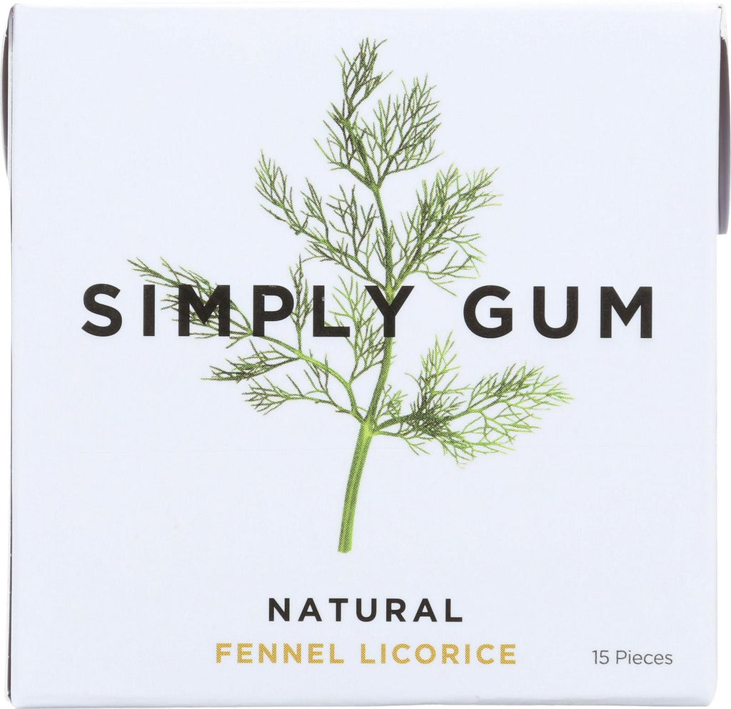 Simply Gum All Natural Gum - Fennel Licorice - Case Of 12 - 15 Count